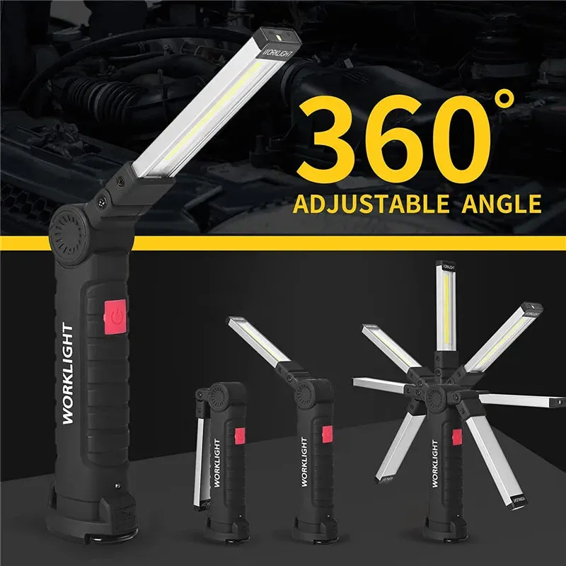 Rechargeable Work Lights LED Work Light Hanging Hook 5 Modes Magnetic USB Rechargeable Flashlight Portable Working Flash Light
