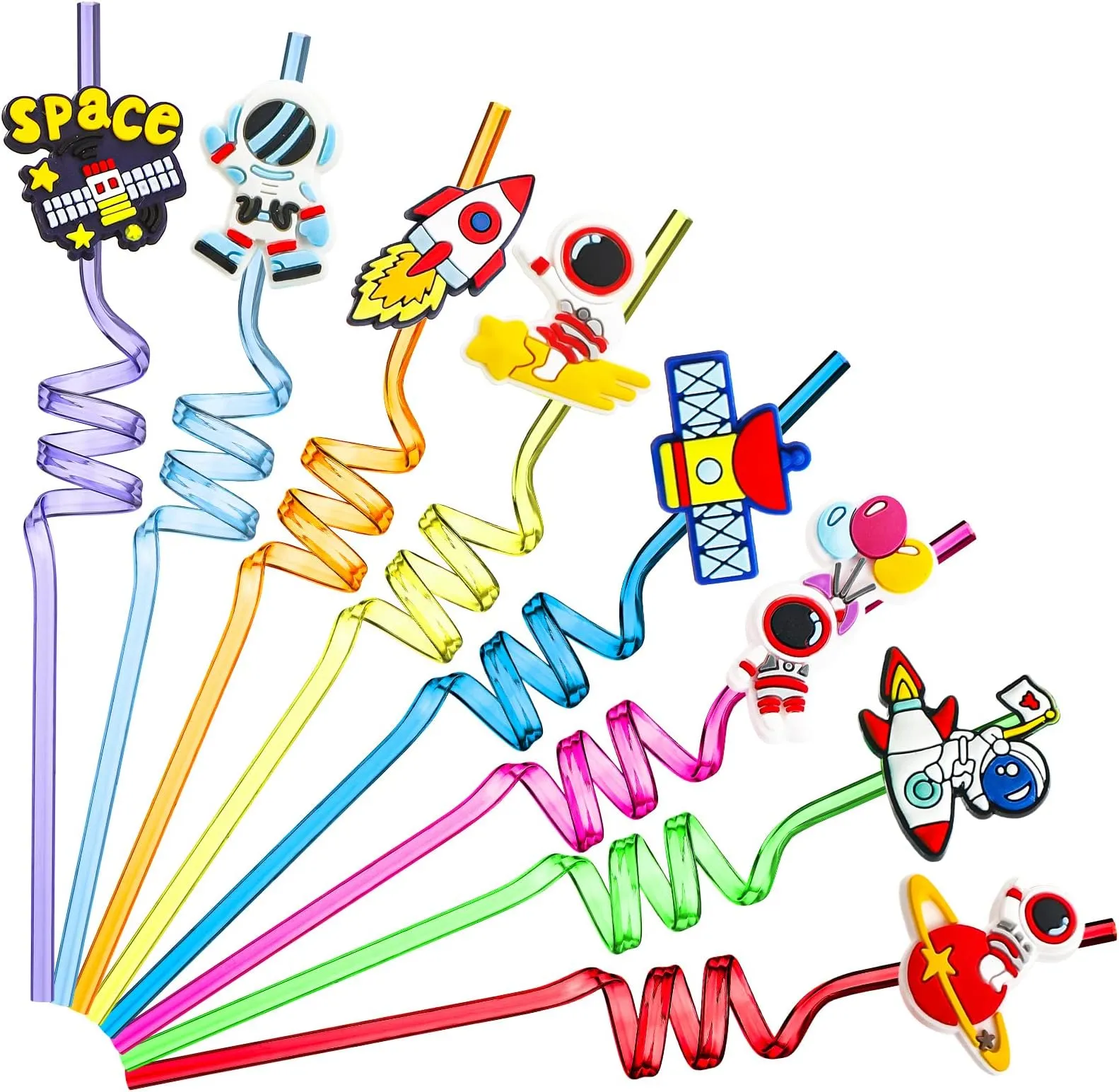 Reusable Space Drinking Party Straws for kids- Pack of 4 pcs