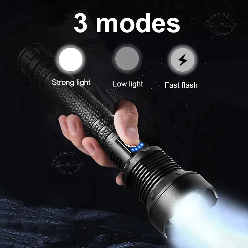Super High Power XHP 360 Ultra Powerful Rechargeable Strong  Flashlight Led Usb Charging Led Lanterna Hand Torch 18650/26650