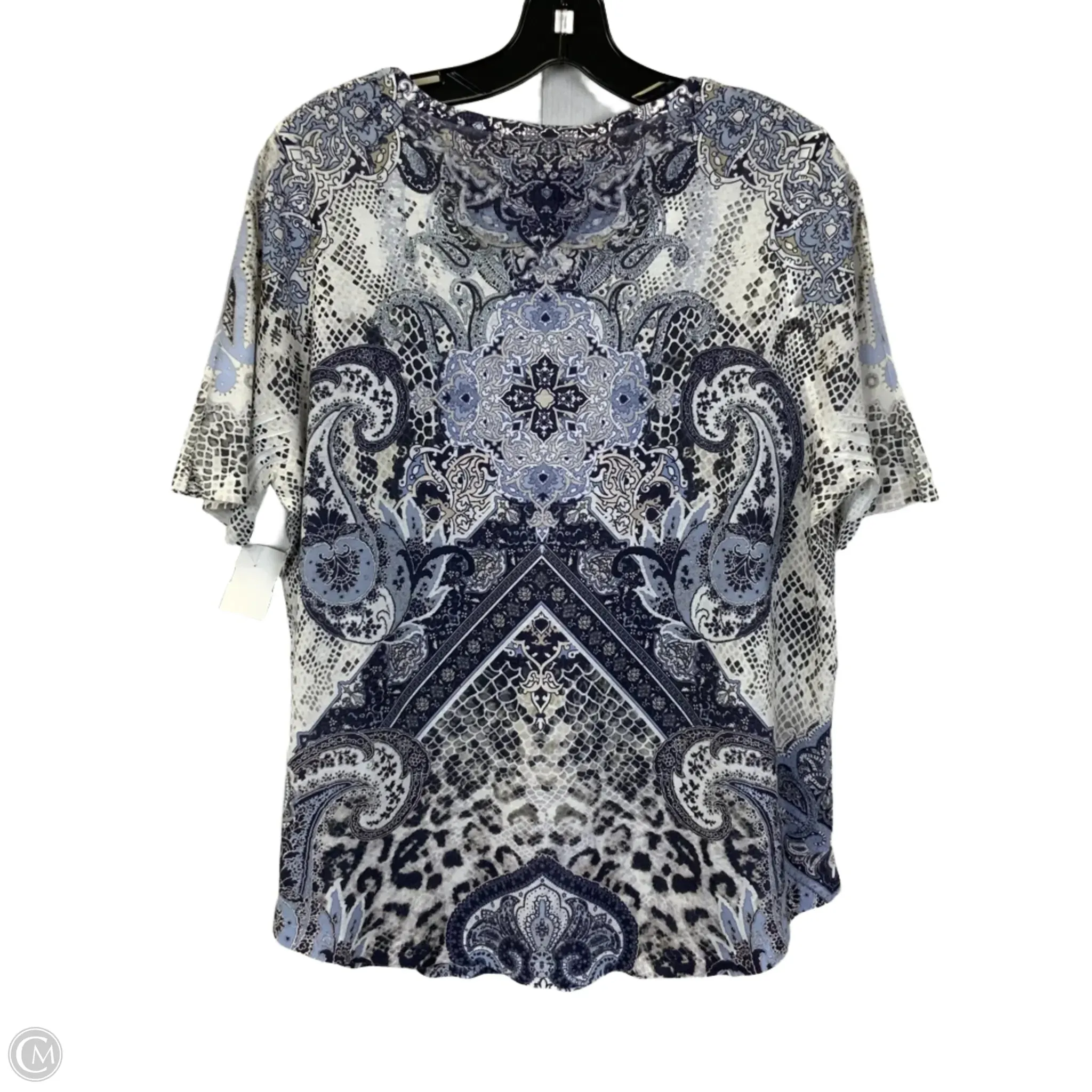 Top Short Sleeve Basic By Cj Banks In Blue & White, Size: 1x