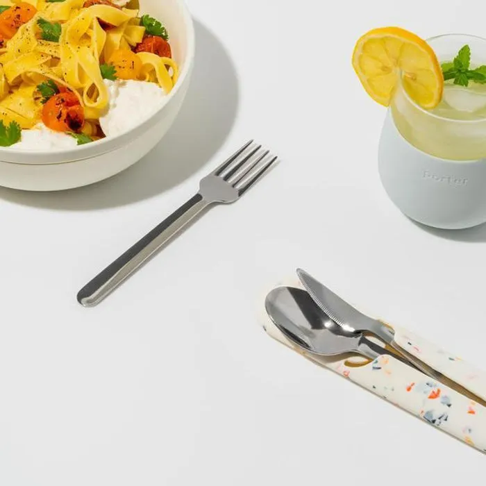 Travel Utensil Set: Cream Terrazzo