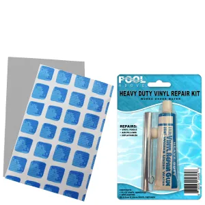 Ultra Frame Pool Liner Repair Kit | Durable Vinyl Glue with Option of Glue-Down or Peel-and-Stick Blue Pool Print Patches for Reliable Repairs