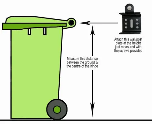 Wheelie Bin Wall Post Mount Lock-Free Bungee Lock
