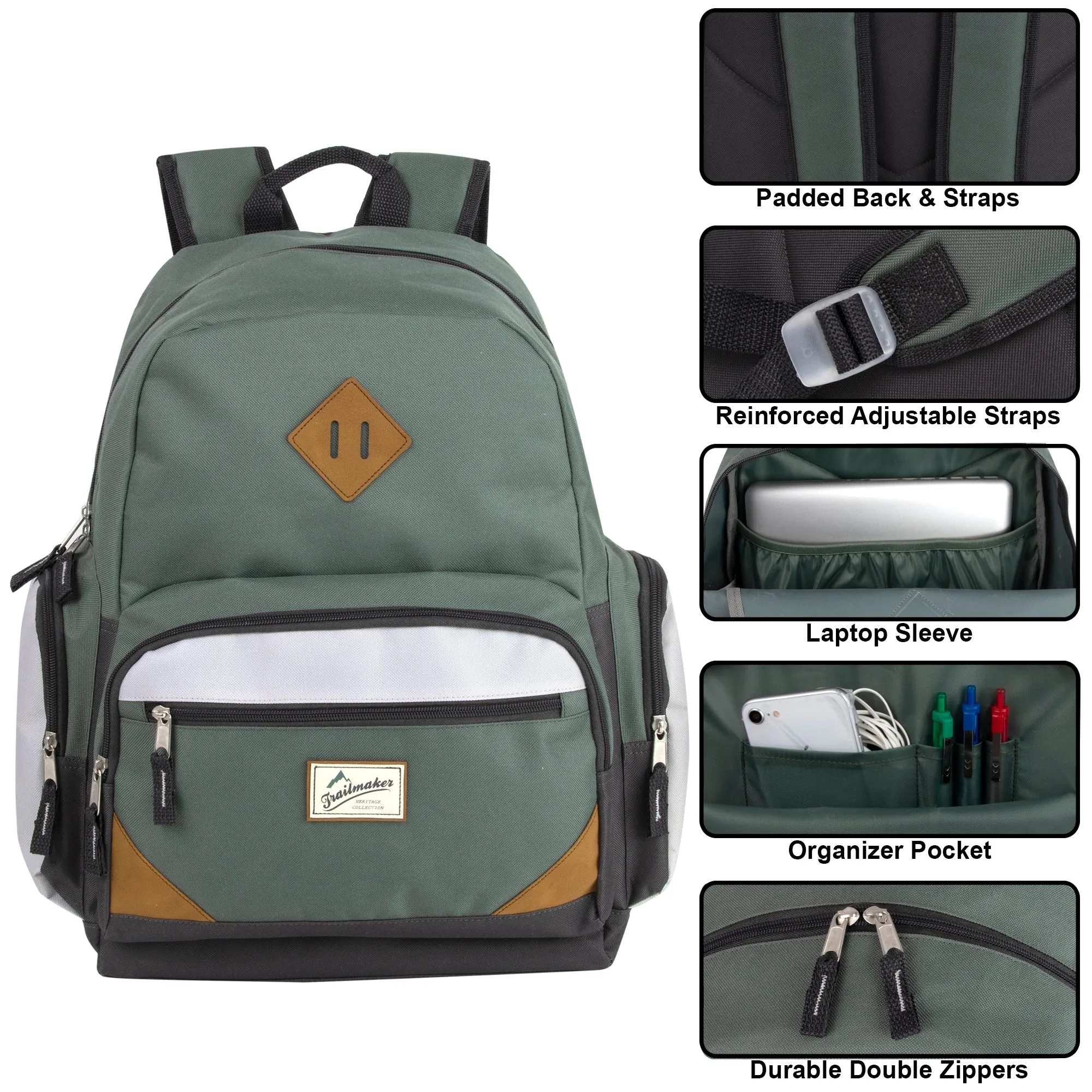 Wholesale 48cm Duo Compartment Backpack with Laptop Sleeve 25L Capacity - 3 Girls Colours
