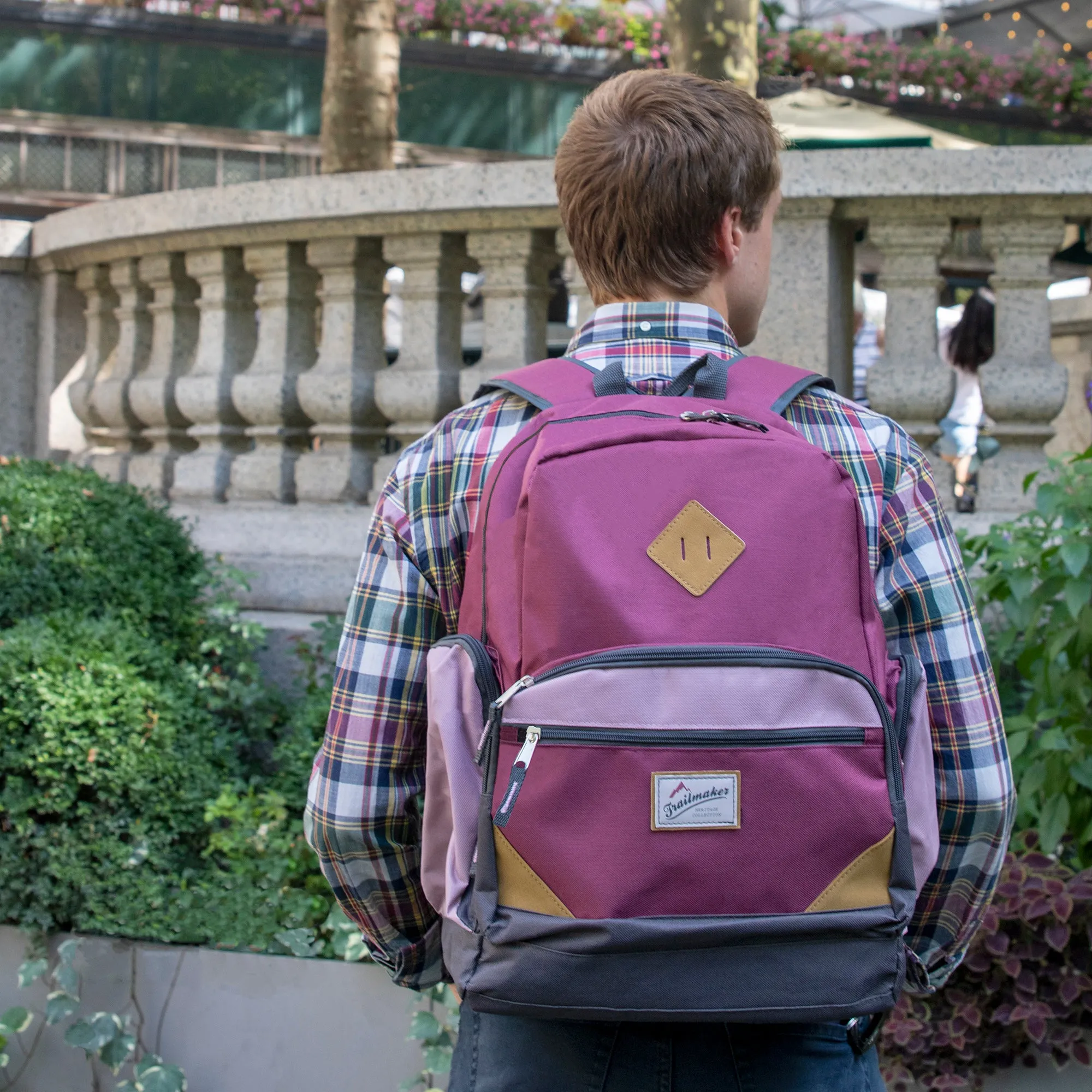 Wholesale 48cm Duo Compartment Backpack with Laptop Sleeve 25L Capacity - 3 Girls Colours