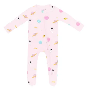 Zippered Footie in Sakura Space